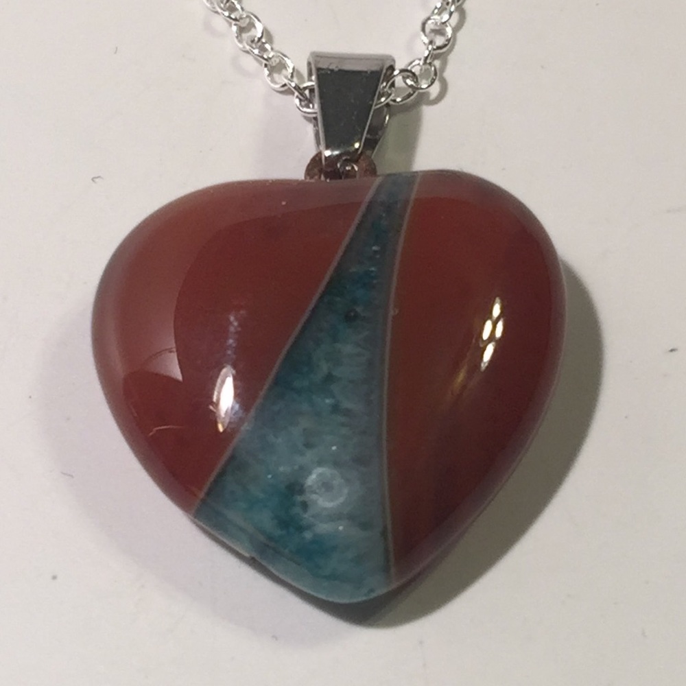 Druzy geode red jasper heart necklace
